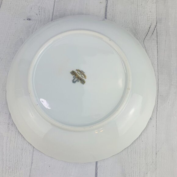 MCM Harmony House ROSEMONT Pink Roses Gray Swirl Gold Coupe Soup Bowls Set 4 - Picture 9 of 11